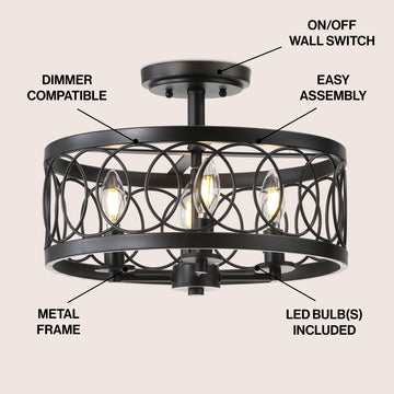 Sylvain 15.5" Metal LED Semi Flush Mount - JONATHAN Y